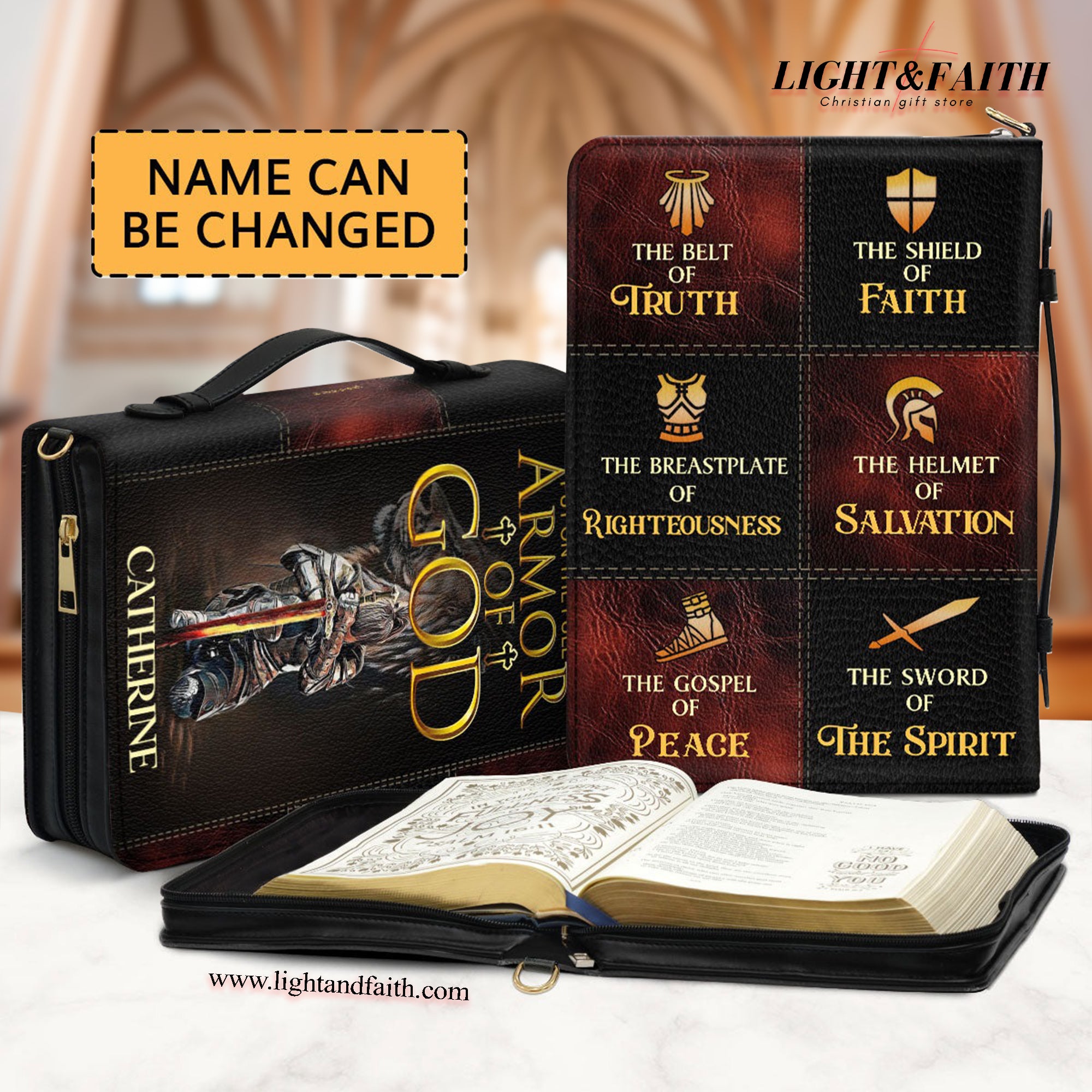 Put On The Full Armor Of God Leather Book Cover, Personalized Leather Bible Cover, Christian Gift, Bible Covers Jesus Gifts